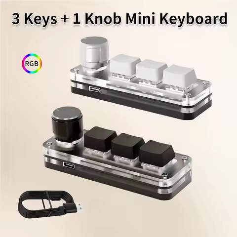 RGB 3 Keys 1 Knob Wired Mini Keyboard Macro Programming Keypad Shortcut Key Game Photoshop Custom Switch USB Mechanical Keyboard