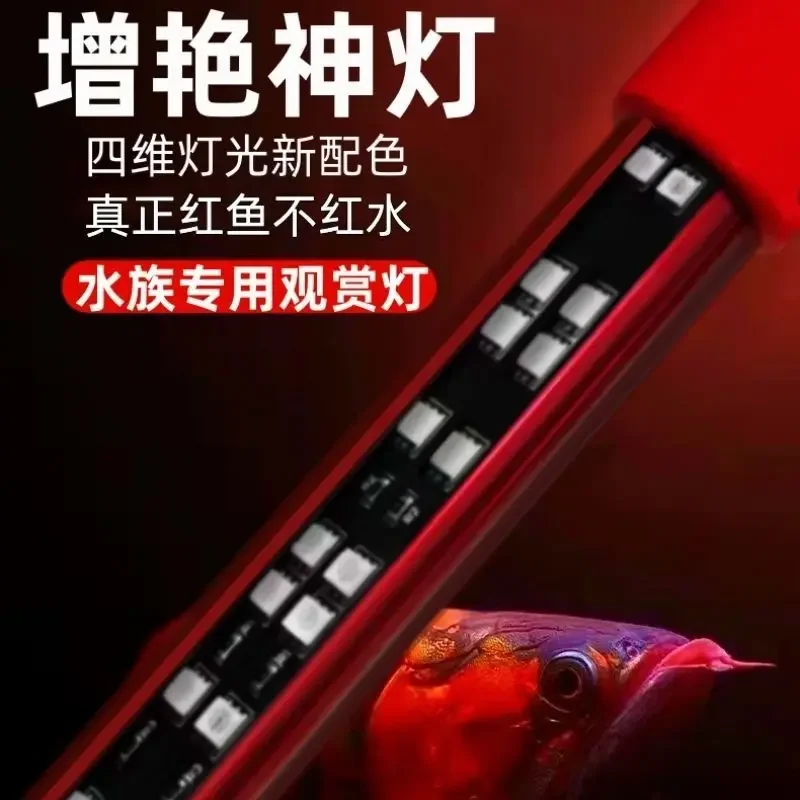 Three primary colors enhanced red dragon fish light, parrot koi diving waterproof LED fish tank light view 5