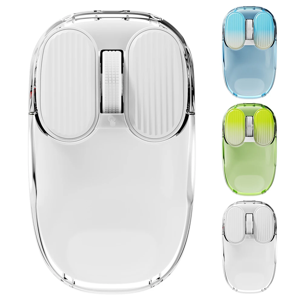I069 Wireless Mouse Transparent Shell Bluetooth Mouse with 2.4GHz 5 Keys 1600DPI Professional Gaming Mouse for Desktop Laptop PC