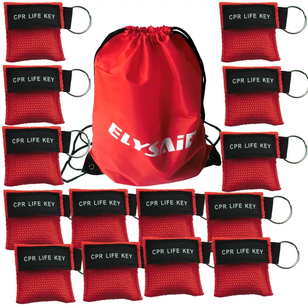 100pcs Resuscitator  Facial CPR Mask LIFE KEY Keyring With Big Gift Pocket Bags First Aid Safety Tools Outdoor Traveling