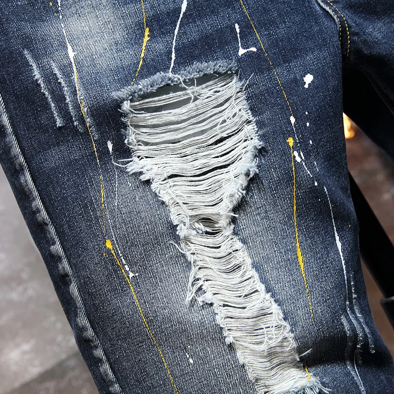 الرجال الهيب هوب ممزق الدينيم السراويل الصيف موضة الحنين جينس قصير غير رسمي مستقيم القطن الشارع الشهير الرجال السراويل الكورية #4