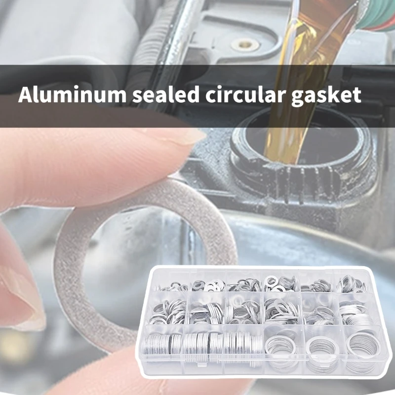 580pcs Automobile Aluminium Prises vidange d'huile Gaskets Flat Set Set Affresseurs plates complets pour une KXRE