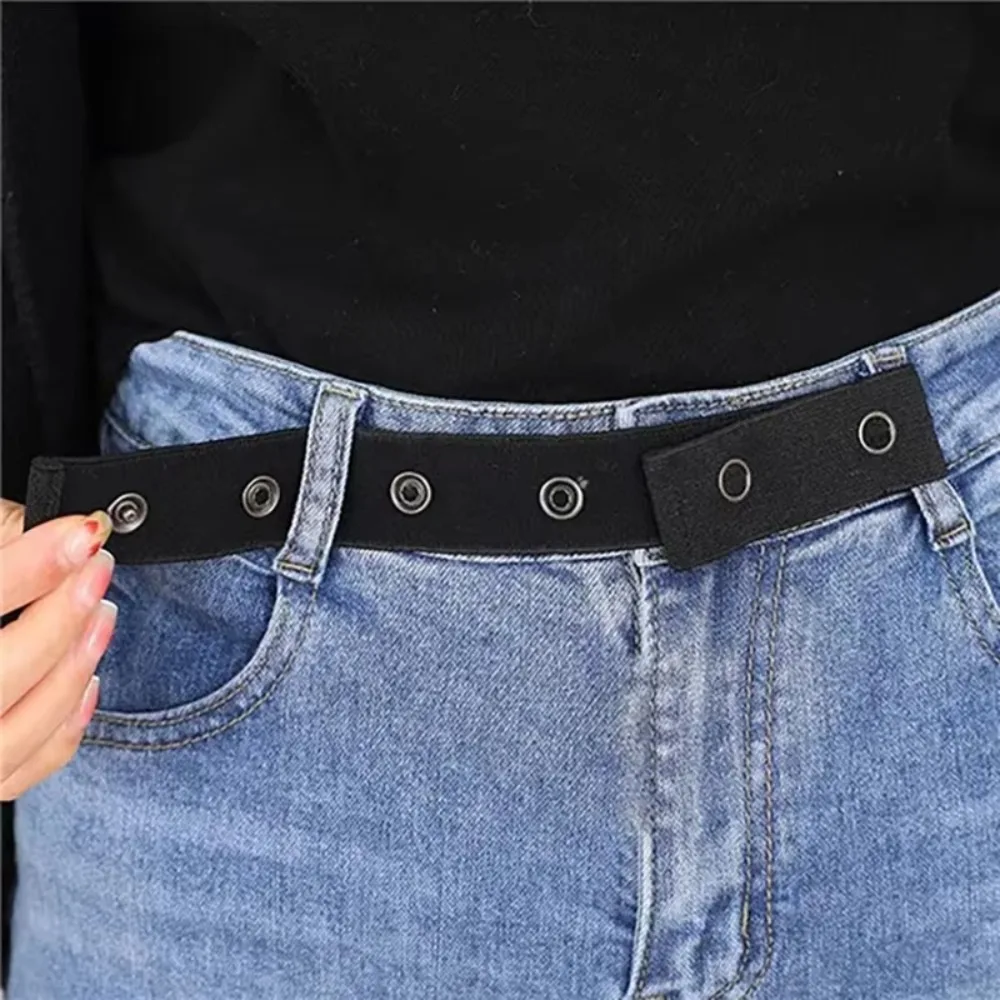 Simple Stretch Invisible Jeans Belt Invisible Buckle Free Elastic Waist Extenders Black Elastic Expansion Buckle Women Men