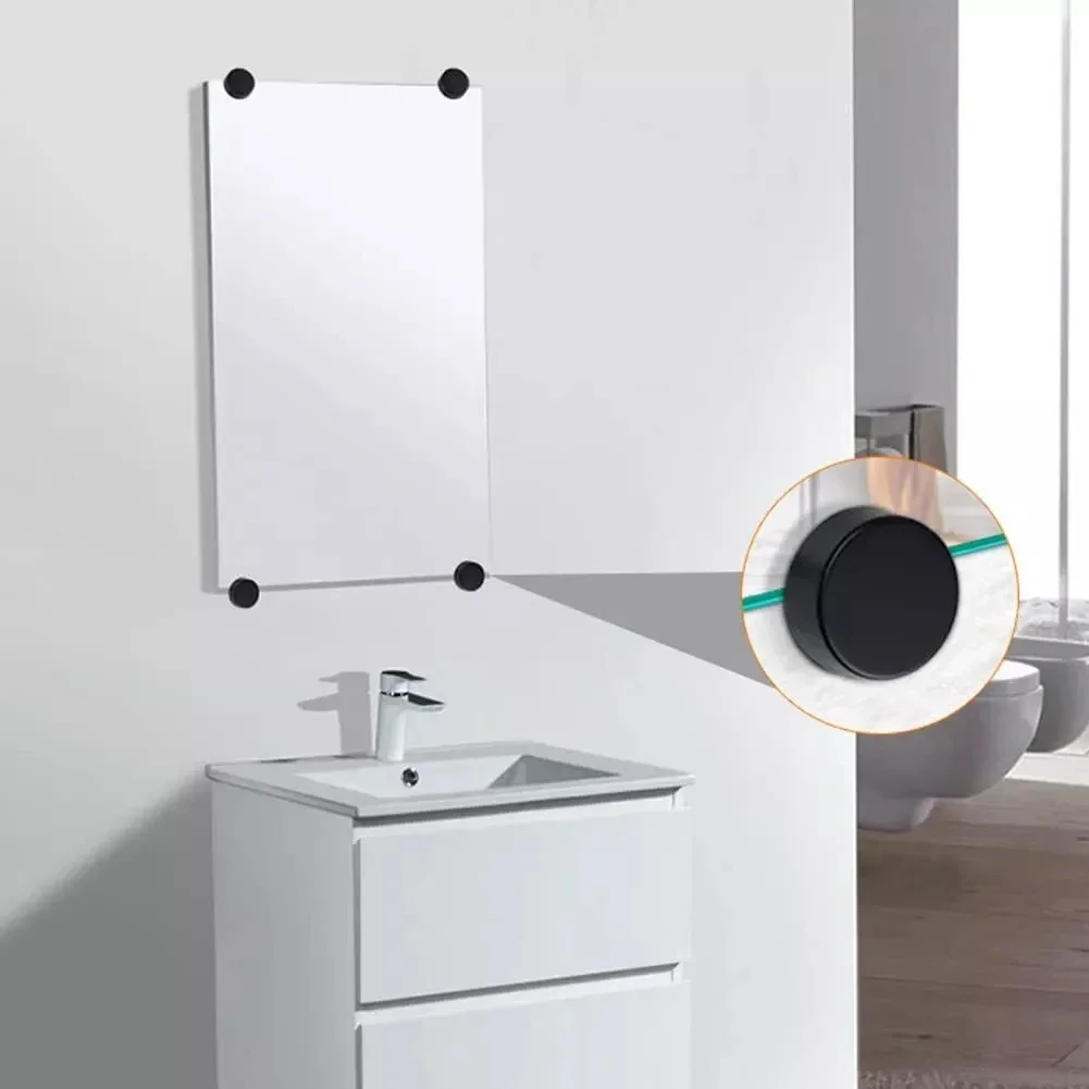 4 pezzi Specchio in vetro Clip in lega di zinco Supporto fisso Supporto per specchio da bagno Morsetto in vetro nero Clip di fissaggio per specchio Ferramenta per mobili ﻿