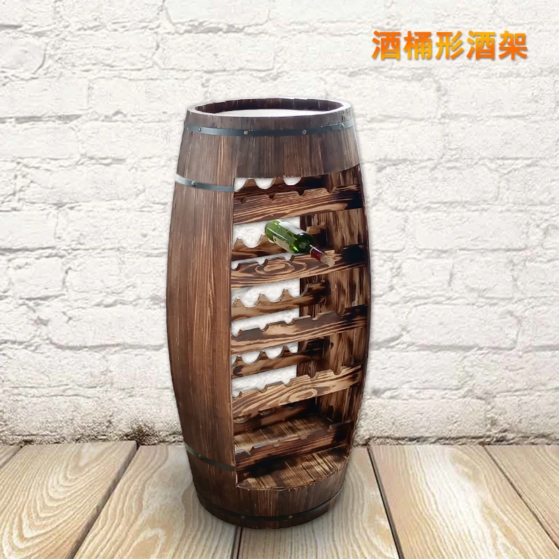

Wine barrel decorative oak rack, wine storage cabinet display case antique barrel solid wood bar wine barrel ra