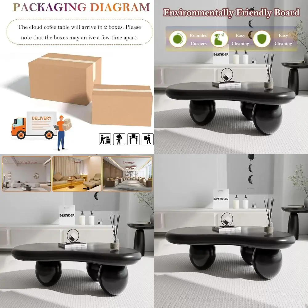 

Modern White Coffee Table with Three Sturdy Legs, Sleek Design for Books, Laptops, Snacks, and Decor (Diameter 47.24in)