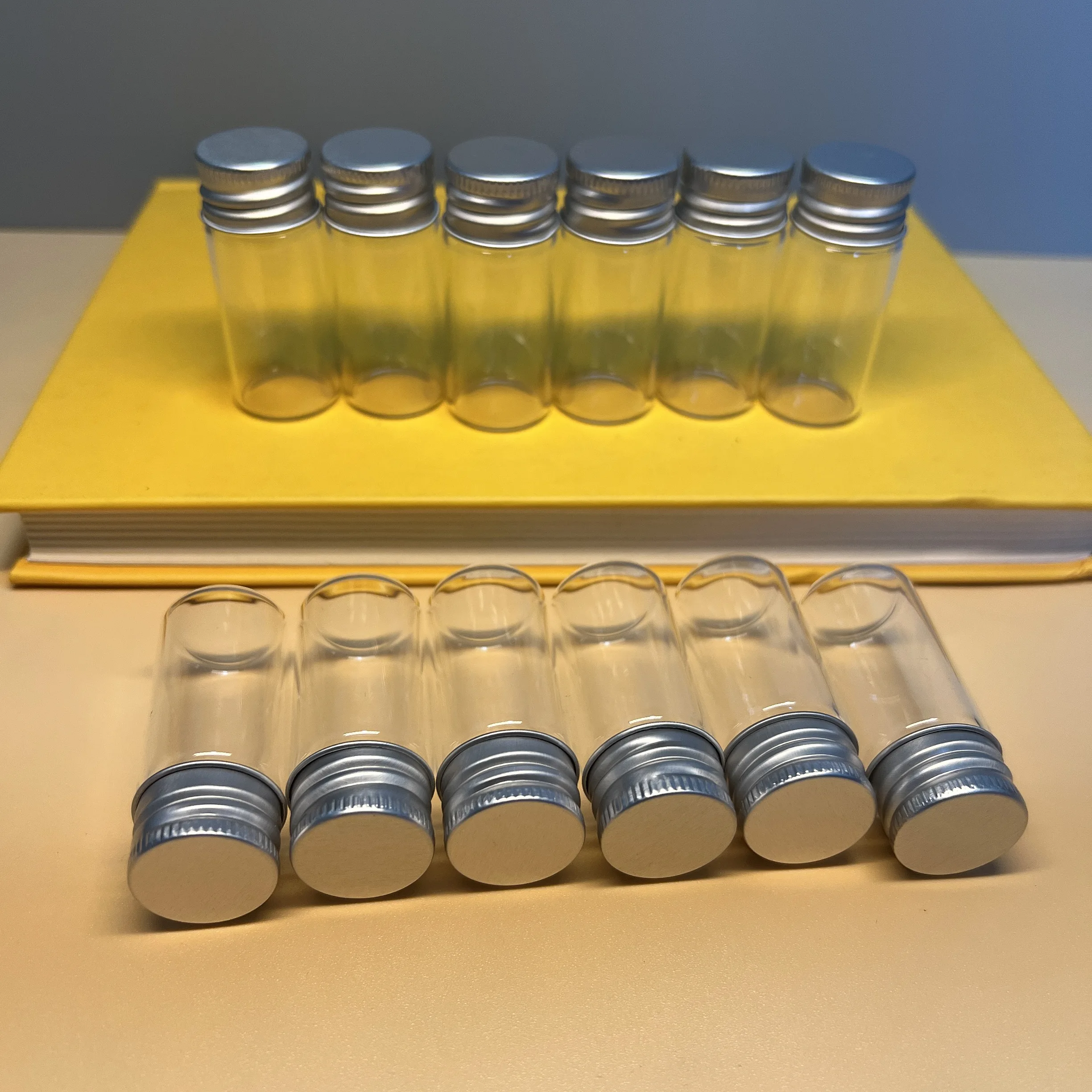 45/70/100 PCS 10ml Glass Vials Silver Caps 13x22x50mm Mini Bottles Aluminum Cap  DIY Containers Tiny Spice Small Jars Craft Tube