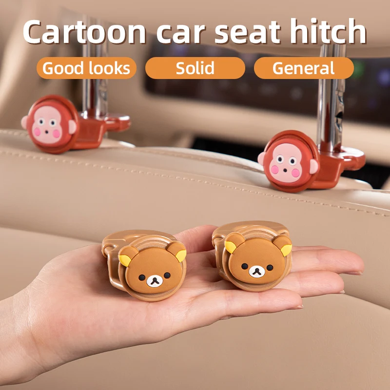 

MIXSAS Creative Car Backseat Hooks Cute Rotatable Seat Hangers Vehicle Storage Hook for Grocery Bag Auto Organizer Universal