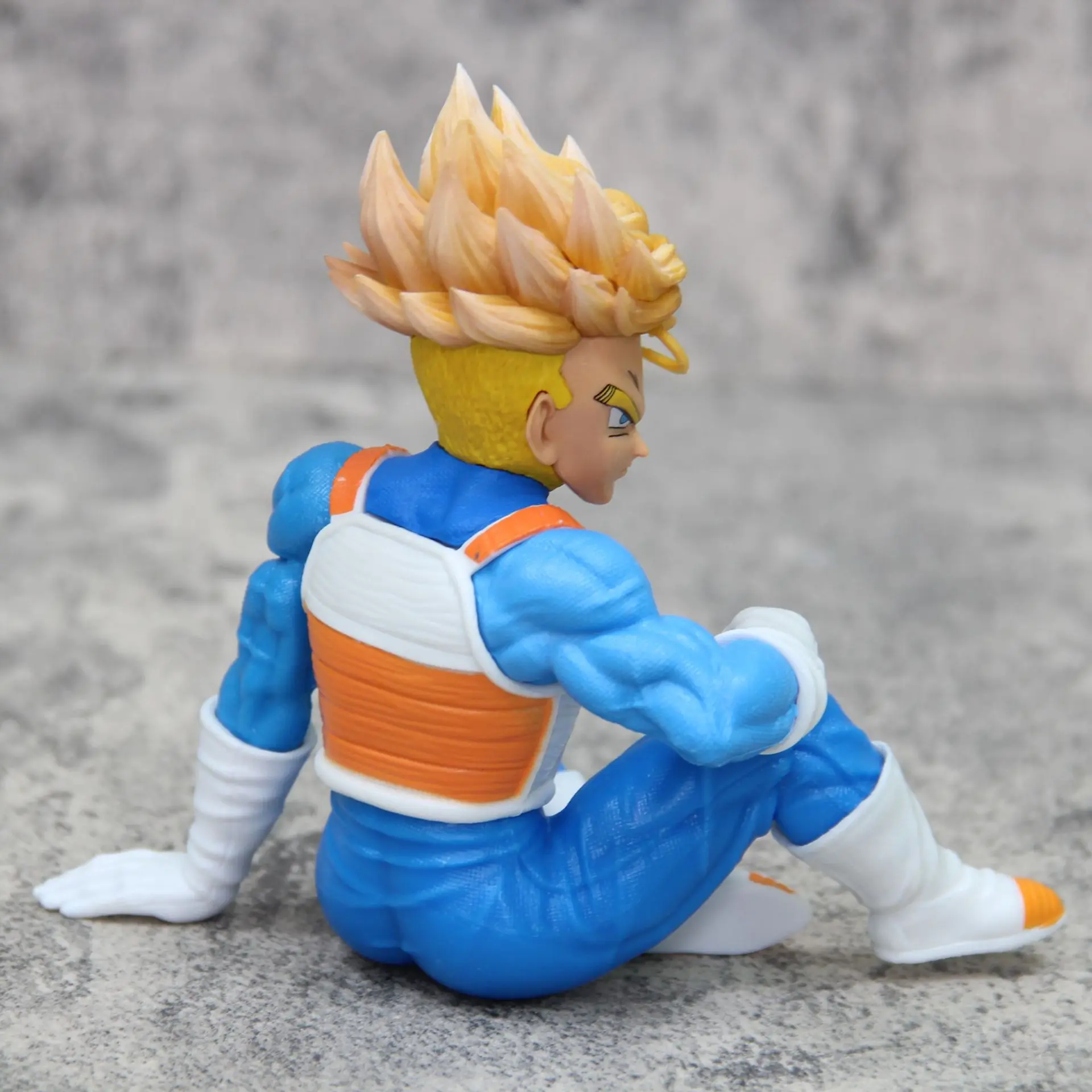 14cm Anime Dragon Ball Super Trunks Sitting Action Figure Pvc Super Saiyan Yellow Hair Torankusu Collection Model Doll Toy Gift