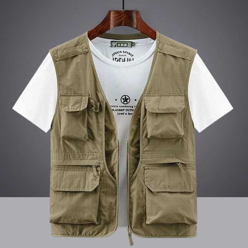 

6XL Summer New Outdoor Vest Men Utility Tactical Multi-pocket Vest Techwear Outdoor Hiking Fishing Photography Safari Cargo Vest