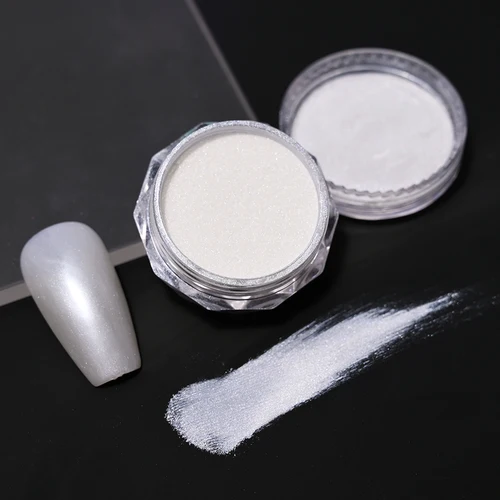 Imagen 2 del producto Concha nacarada degradada blanca, polvo brillante, red-1g, espejo polarizador, pigmento cromado blanco, manicura navideña, polvo para frotar
