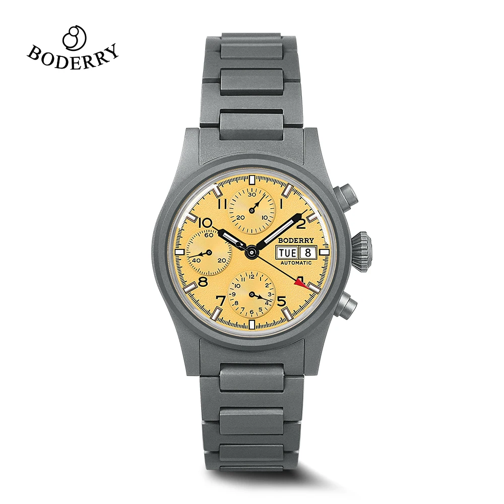 

Часы-хронограф Boderry LANDMASTER, титановые, автоматические, механические, для активного отдыха, водонепроницаемые, для дайвинга, мужские наручные часы