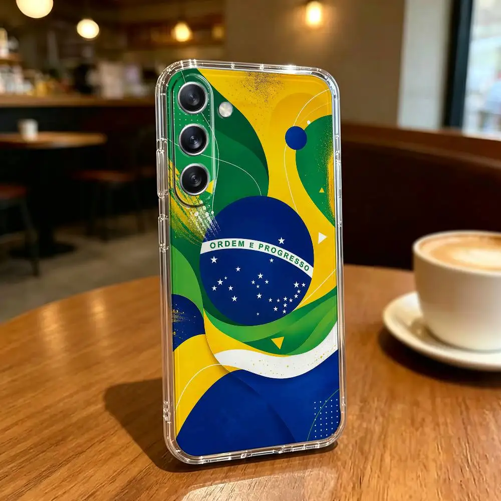 B-Brazil Flag Phone Case For Samsung Galaxy A91,80,73,72 ,71,53,52,32 ,31,22,21s,20,Transparent Soft Case