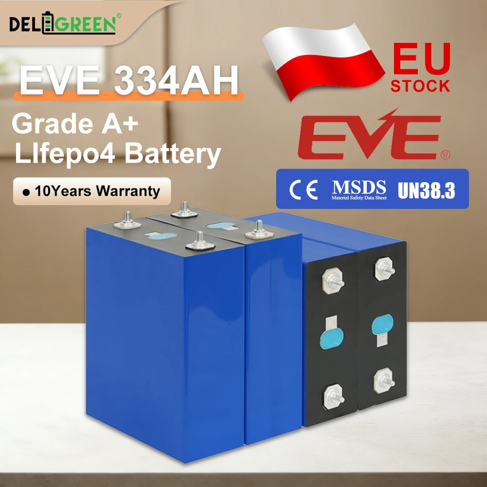 EU Pre-Sale EVE334 Lifepo4 Battery 12V 24V 48V 96V Rechargeable Batteries DIY 4.2kWh 8.5kWh 17kWh 34kWh Battery Pack VAT Free