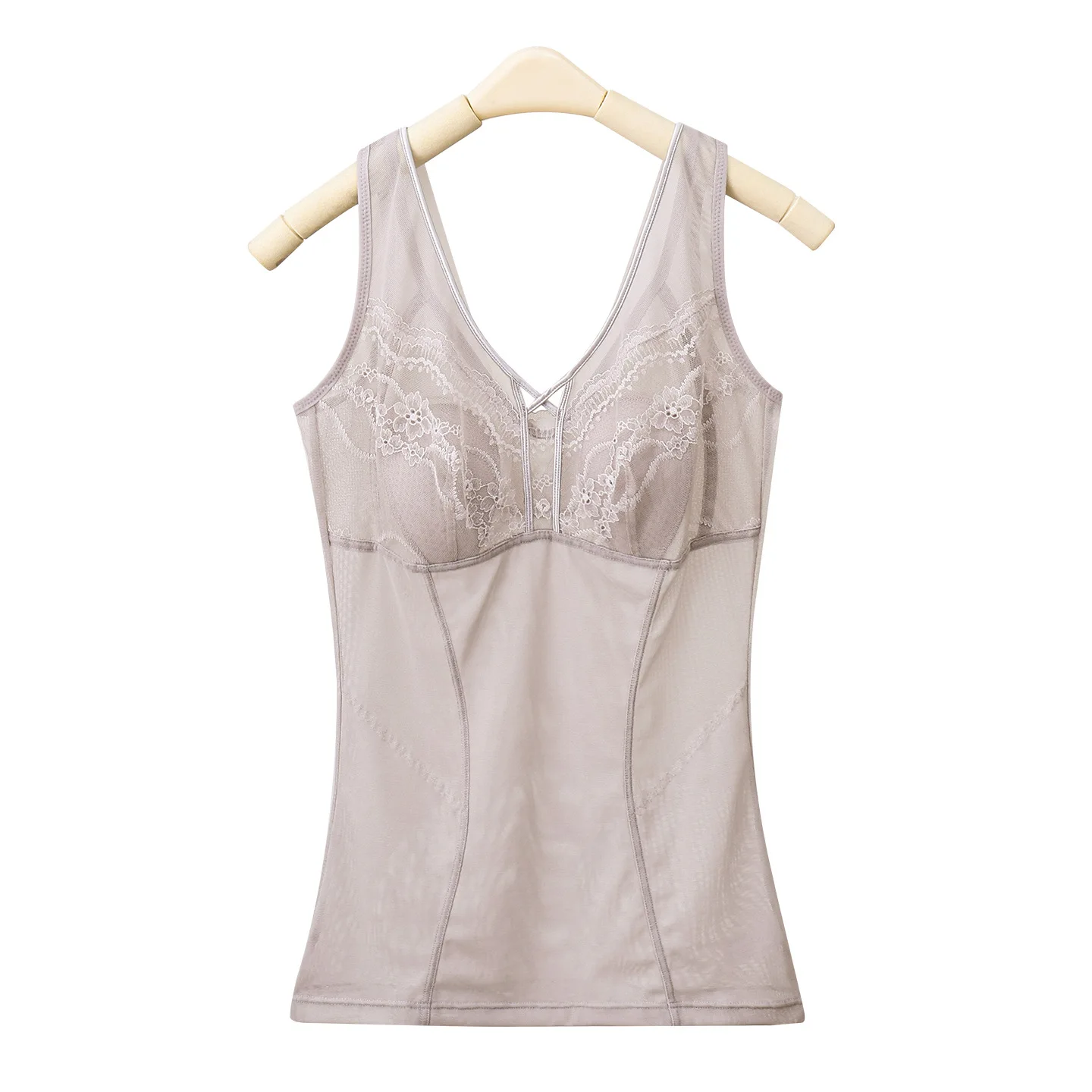 

Бесшовное корректирующее белье из шелковой сетки, дышащий формирователь тела, контроль живота, корректирующий жилет для похудения, беспроводной удобный топ без подкладок