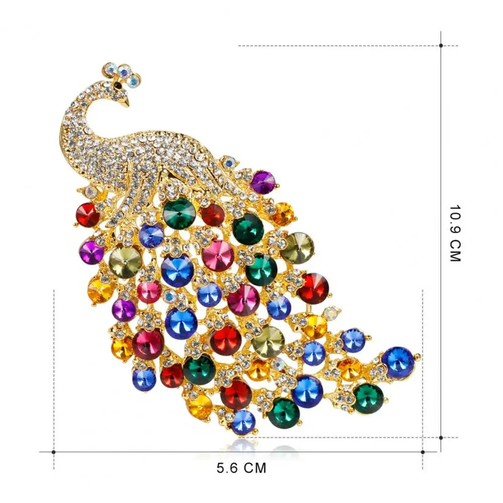 여성용 모조 다이아몬드 공작 브로치, 아름다운 새, 동물, 결혼식 파티, 사무실 브로치 핀, 보석 선물