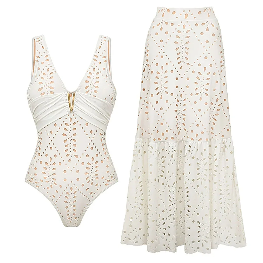 2025 ملابس السباحة المثيرة مع التستر ملابس السباحة النسائية الفاخرة بِدل السباحة الإناث التخسيس ارتداءها شيك بحر