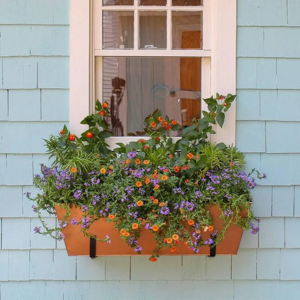 2-Pack Black Wrought Iron Wall Mount Flower Box Brackets  Weather Resistant  Easy Installation  Hardware Included  Fits Wide