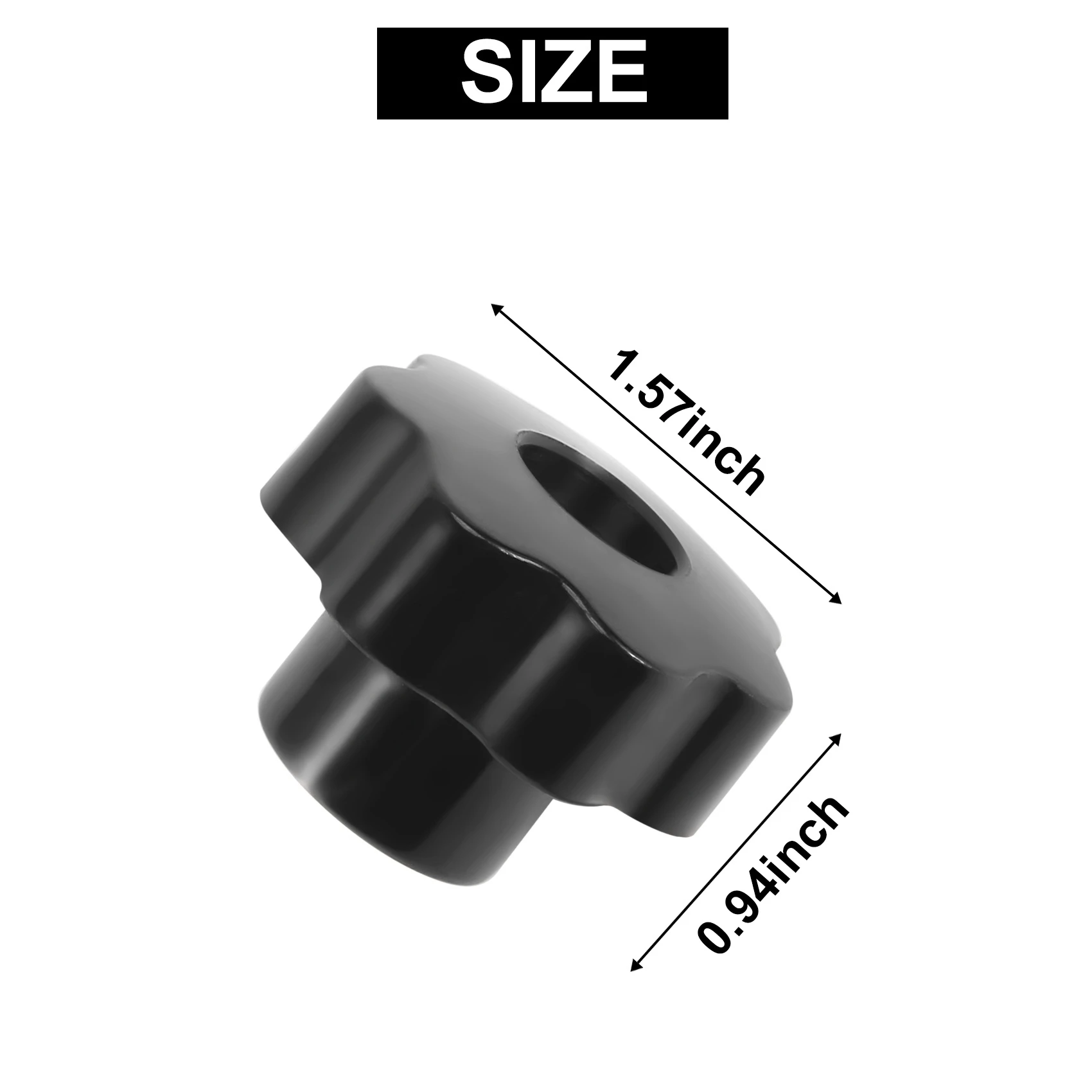 Impugnatura della manopola di bloccaggio della testa a stella in plastica nera con filettatura di diametro M10 da 10mm