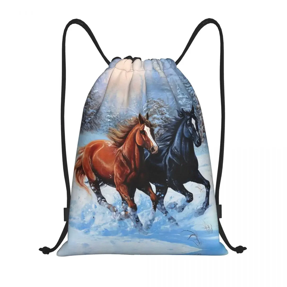 

Custom Horses Drawstring Bag for Shopping Yoga Backpacks Women Men Animal Sports Gym Sackpack