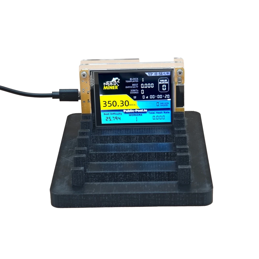 A84E-4X 350KH/S Nerdminer+ 4 Slots Base Upgraded Harshrate 2.8 Inch Smart Display Bitcoin Crypto Solo Miner Nmminer