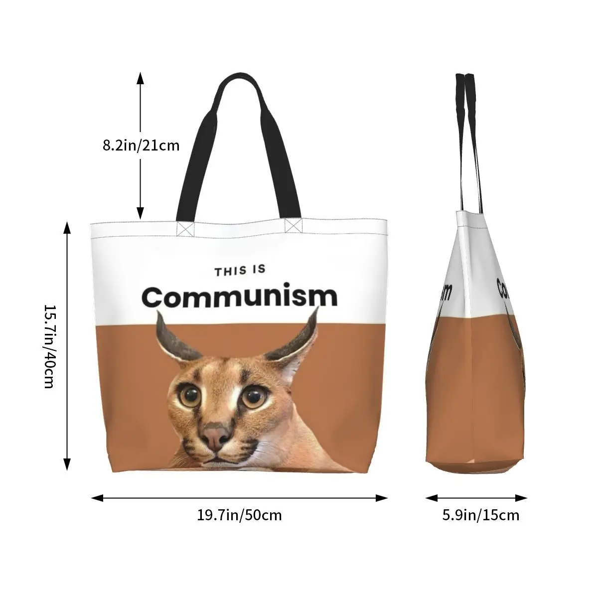 Custom Communism Floppa Cute Meme Shopping Canvas Bag Women Durable Large Capacity Grocery Caracal Cat Tote Shopper Bags