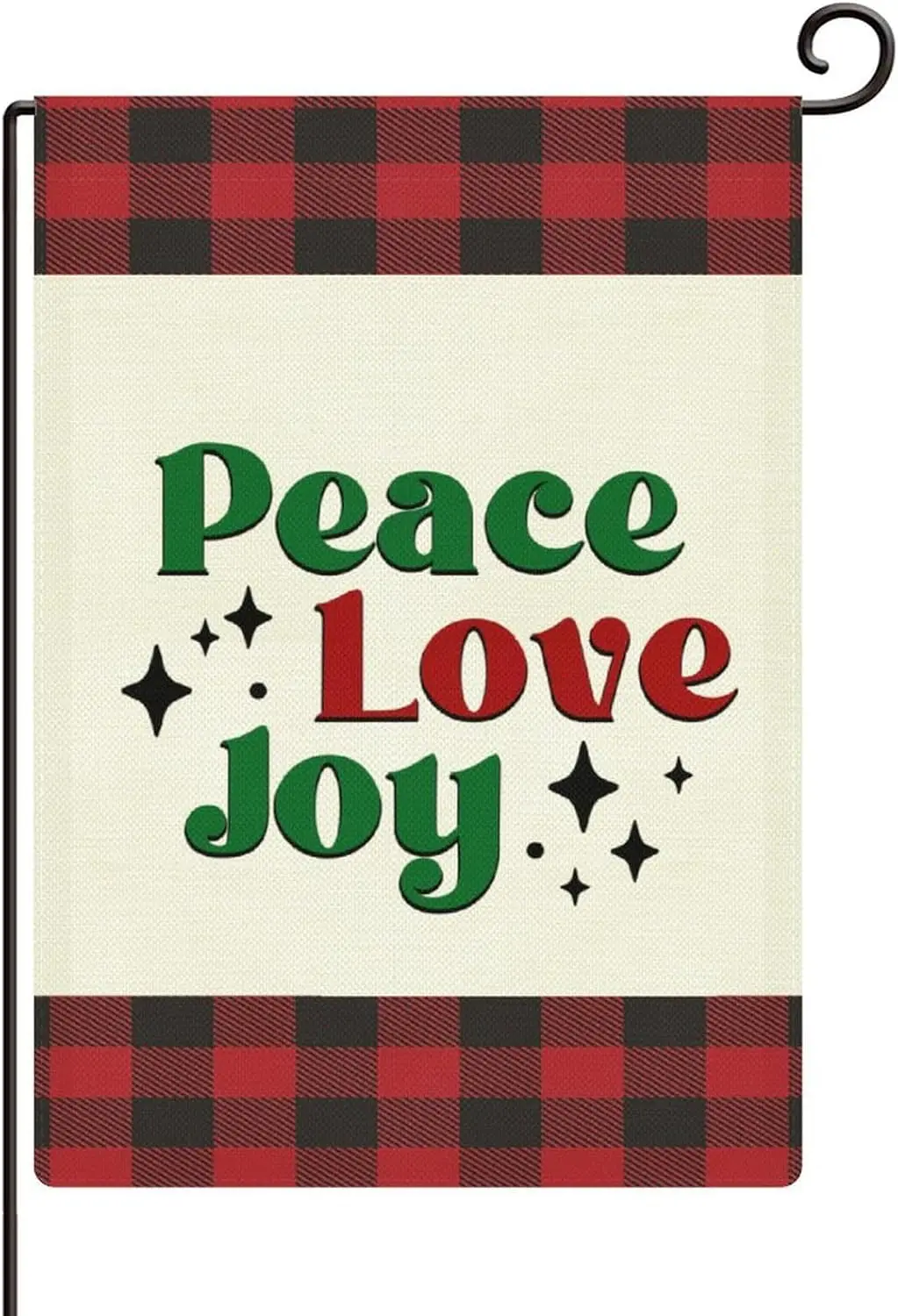 Peace Love Joy Garden Flag 12x18in Double Sided Burlap Farmhouse Christmas Yard Flag Welcome for Deck Patio Porch Veranda Home D