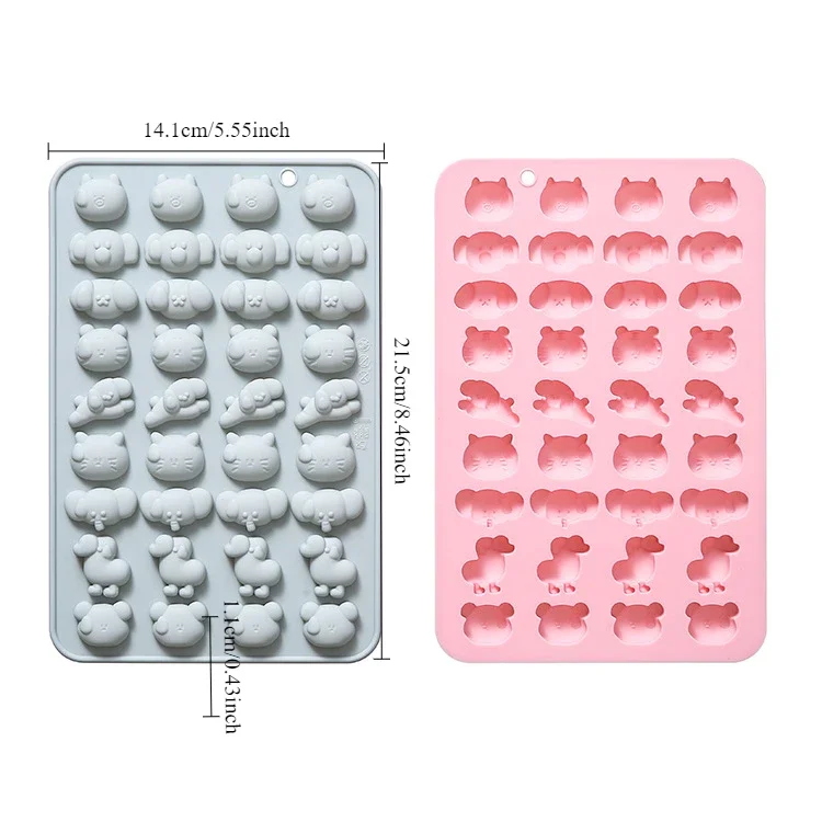 36 Holes Different Cute Pet Animal Modelling Silicone Mold Fondant Cake Chocolate Mold Ice Cube Cake Mould  Baking Accessories