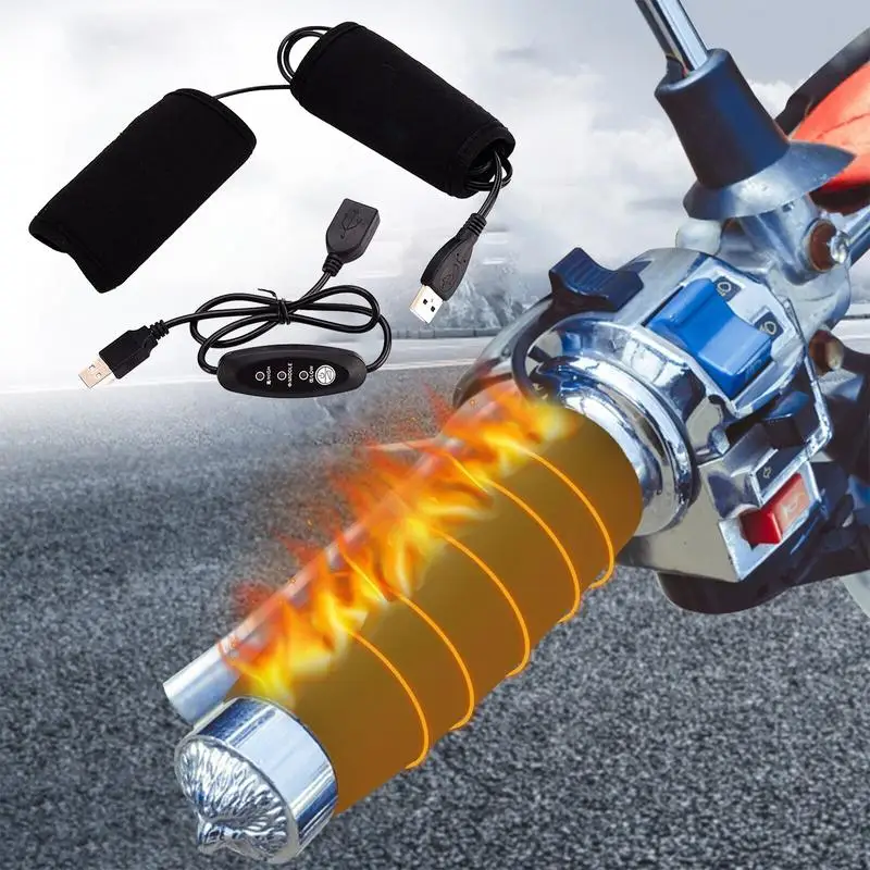 1 Pair Motorcycle Heated Grips 5V USB Electric Hot Bicycle Motorbike Motorcross Handle Handlebar Warmer Removable Grips For 22mm