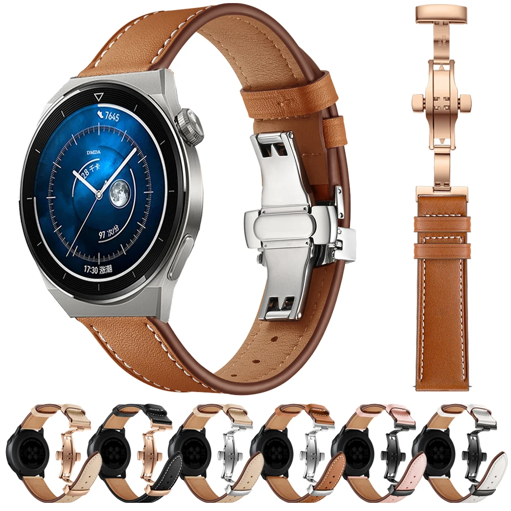 

Ремешок из натуральной кожи для часов, браслет для Huawei Watch GT 3 GT2 Pro 42 мм 46 мм, Samsung Galaxy watch 5 4, 20/22 мм