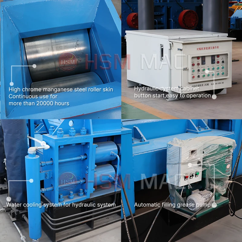 Hsm 450tph وظيفة كبيرة عالية الجودة معتمدة كسارة الأسطوانة المزدوجة معدات صانع الرمل لصناعة الحجر