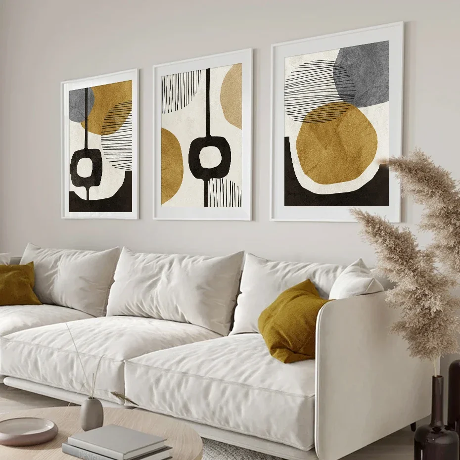 Triptych Modern Minimalist Aesthetic Wall Art Abstract Geometric Lines Canvas Poster Prints Home Bedroom Living Room Decor