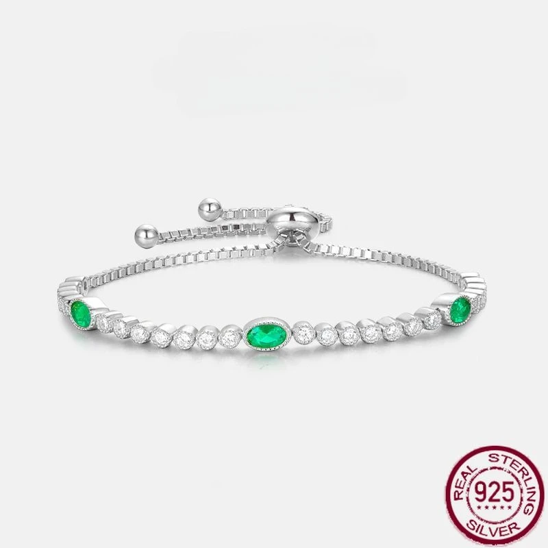 

New S925 pure silver cultivated emerald bracelet generous ins Mingyuan style delicate wedding jewelry