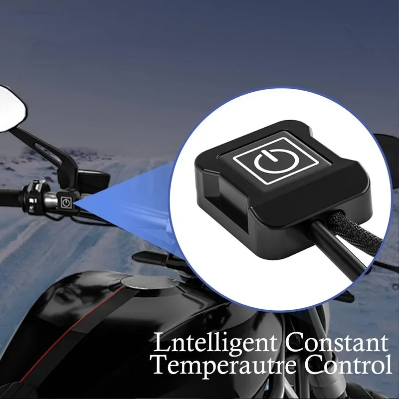Motorcycle Heated Grips 12V 3-Gear Temp Adjustable Fast Heating Waterproof Magic Tape for E-bike ATV Scooter Winter Riding Parts