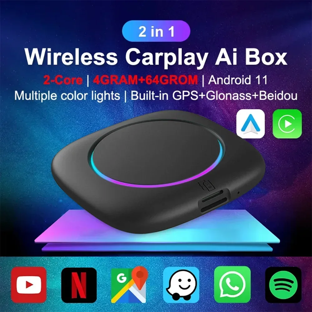 NEW Mini Carplay Wired To Wireless Auto Netflix YouTube Android Ai Box