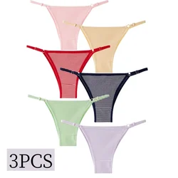 3PCS/Set Women's Thong Comfort Panties Elastic Adjustable Buckle Warm Seamless Underwear Winter G-string Women Sexy Lingerie