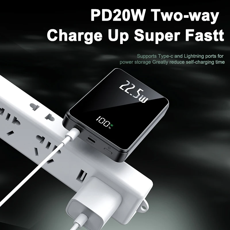 Nowy 30000mAh bezprzewodowy Power Bank Magsafe magnetyczny przenośny cyfrowy wyświetlacz zewnętrzny bateria dla IPhone Samsung Huawei