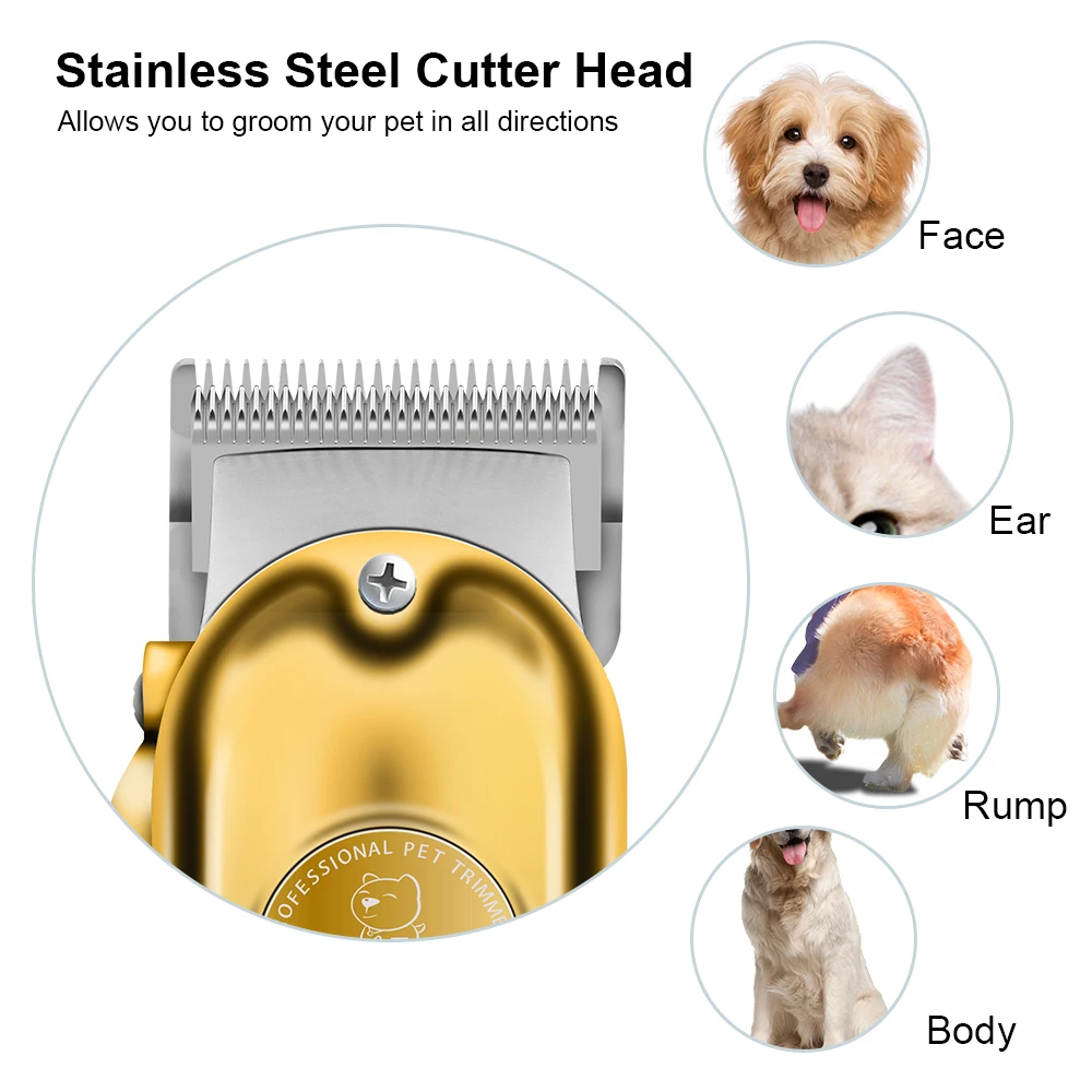 Imagem -02 - Clipper Profissional do Cabelo do Cão Todo o Metal Pet Trimmer Cat Shaver Rechargeable Cutting Machine Puppy Grooming Haircut Low Noice