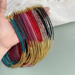 KKBEAD Dropshipping Beaded Necklace Choker Crystal Necklaces for Women Gold Plated Rice-Shaped Beads Collar Jewelry