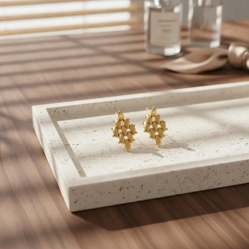 New Design Fashion Jewelry Gold Plated Metal Geometric Metal Brushed Earrings Elegant Women Daily Work Accessories