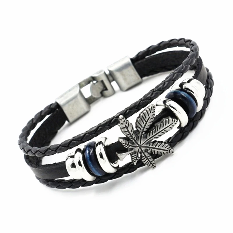 Vintage Men's Leather Bracelet Skull Star Eye Multilayer Charm Bracelet Fashion Braided Rope Leather Bracelets & Bangles Gift