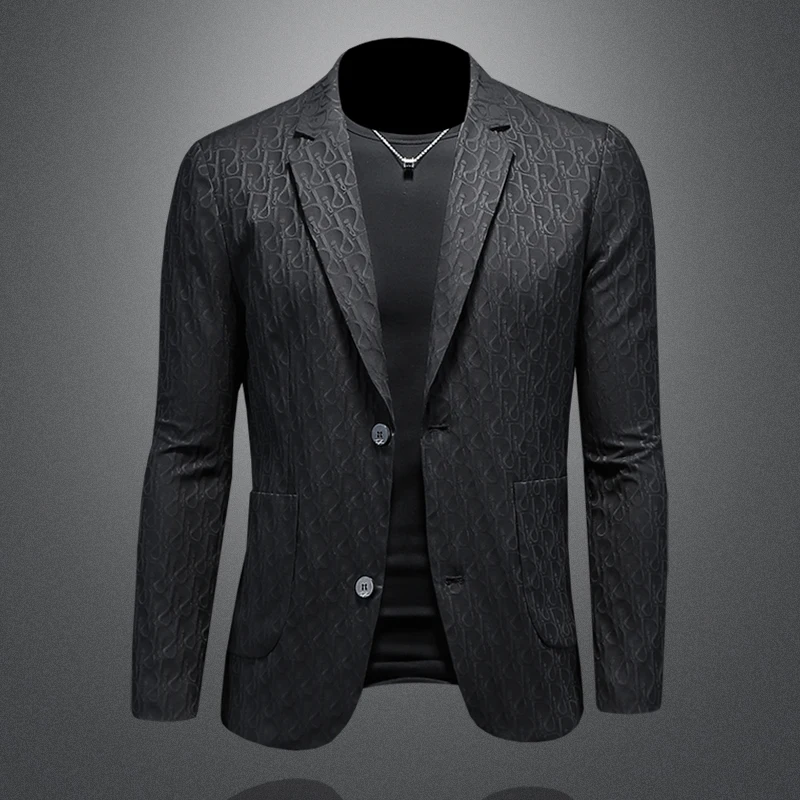 

Мужской повседневный пиджак с принтом, деловой молодежный модный осенний пиджак нового стиля, стандартный крой, с длинными рукавами, не требует глажки