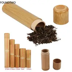 Eco-friendly Jar Portable Tea Canister Lid Handmade Natural Container Round Bamboo natural Storage Box Holder