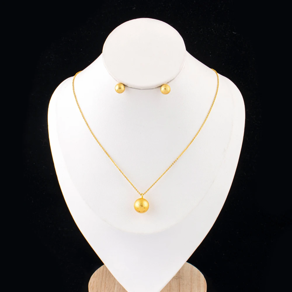 Women's Italian Gold Color Necklace & Earrings Set