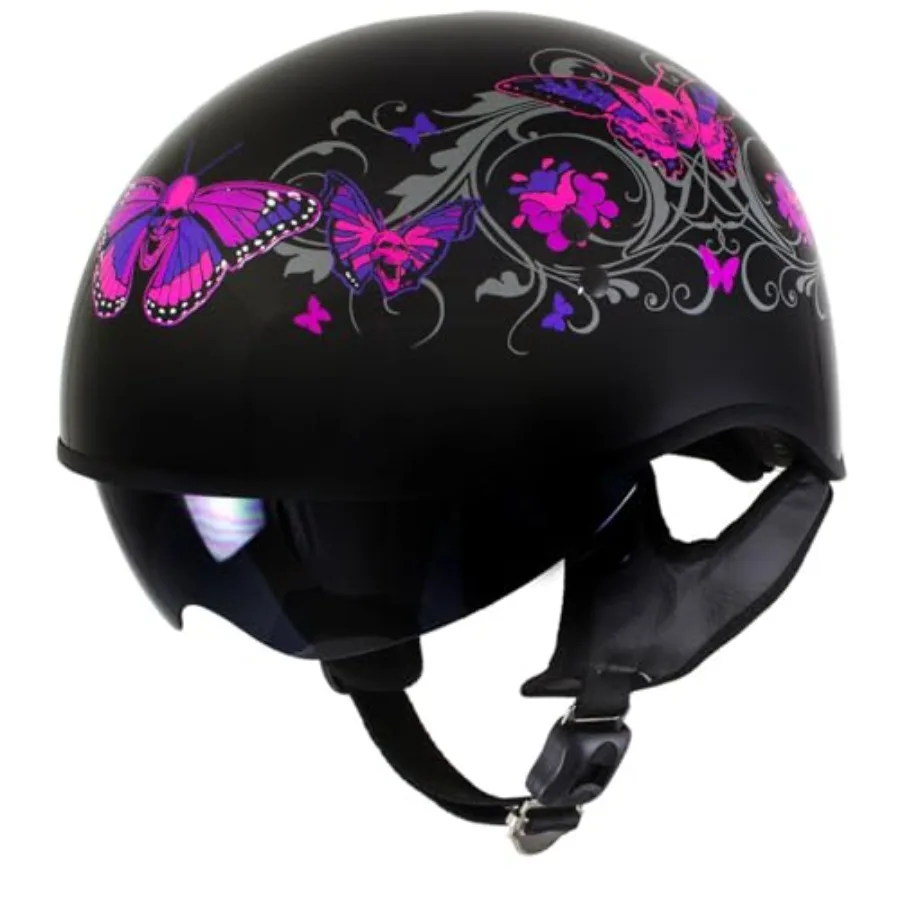 

Advanced DOT Motorcycle Half Skull Helmets for bikers, ABS plastic, matte black, lightweight and ventilated design