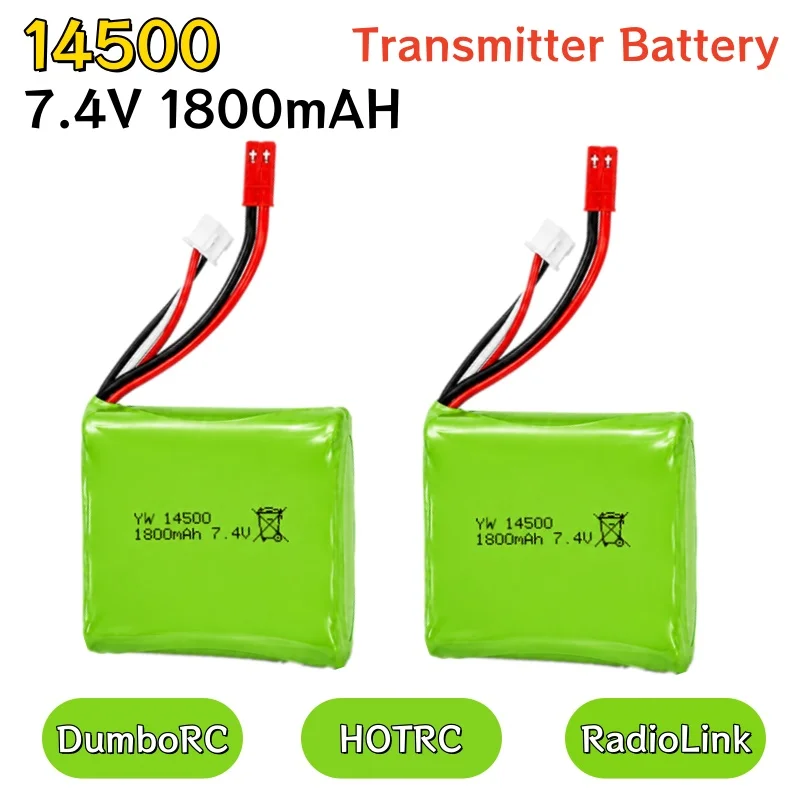 Akumulator Lipo 7.4V 1800mAh 14500 z wtyczką JST do DumboRC DDF350 X10P HOTRC CT88A RadioLINK RC6GS Nadajnik Części do Samochodów RC