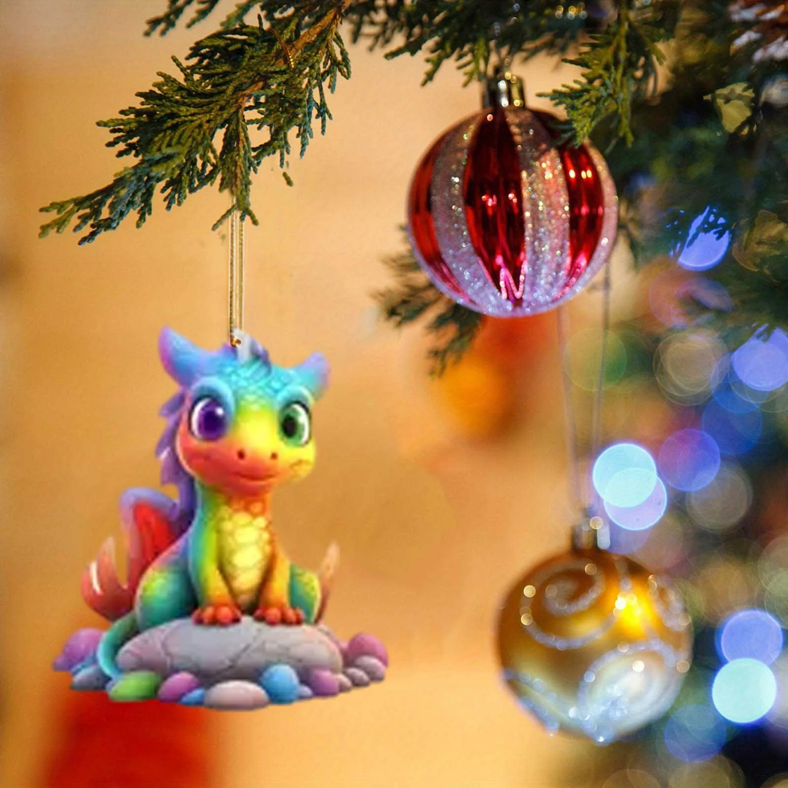 Christmas Dragon Baby Decoration Acrylic Christmas Hanging Ornament Christmas Tree Hanging Navidad 2023 Ornament Pendant Toys