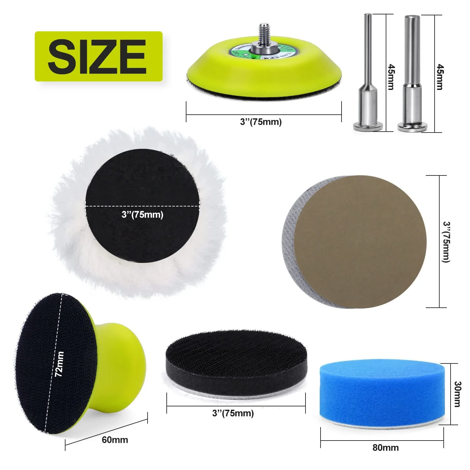Kit di carta vetrata a strappo da 3 pollici 131 pezzi con grana assortita da 60-10000 per levigatura a secco e umido compatibile con smerigliatrice per trapano