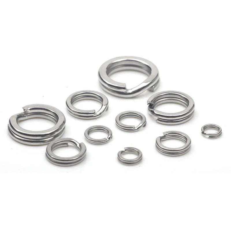 Round Fishing Split Rings Set, 50Pcs Assorted Heavy Duty Stainless Steel Swivels Snap Lures Rings Lures Tackle Connector