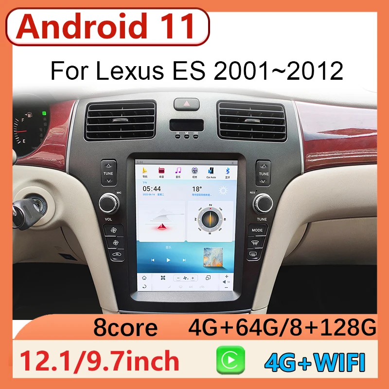 Para lexus es 2001-2012 rádio do carro coche central multimidia player de vídeo android auto sem fio carplay toque